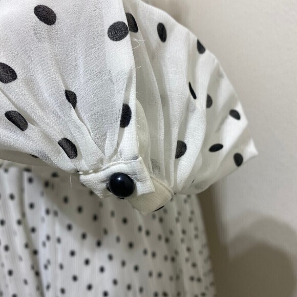 ZARA Polka Dot Pleated Dress Size Small - Picture 4 of 7
